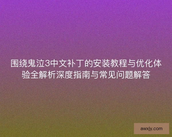 围绕鬼泣3中文补丁的安装教程与优化体验全解析深度指南与常见问题解答