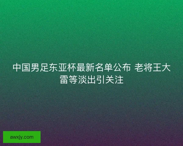 中国男足东亚杯最新名单公布 老将王大雷等淡出引关注