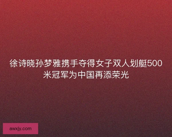 徐诗晓孙梦雅携手夺得女子双人划艇500米冠军为中国再添荣光